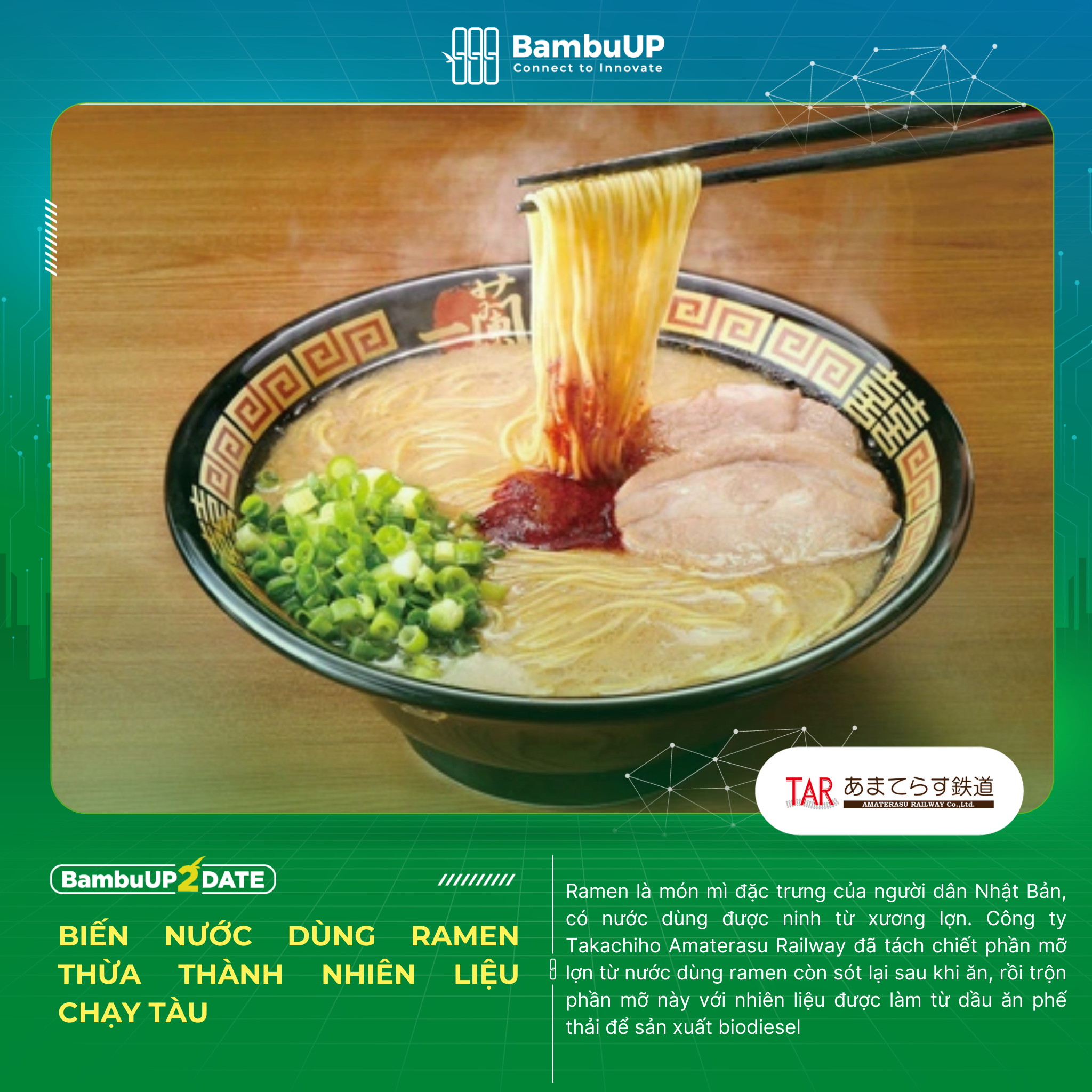 Biến nước dùng ramen thừa thành nhiên liệu chạy tàu