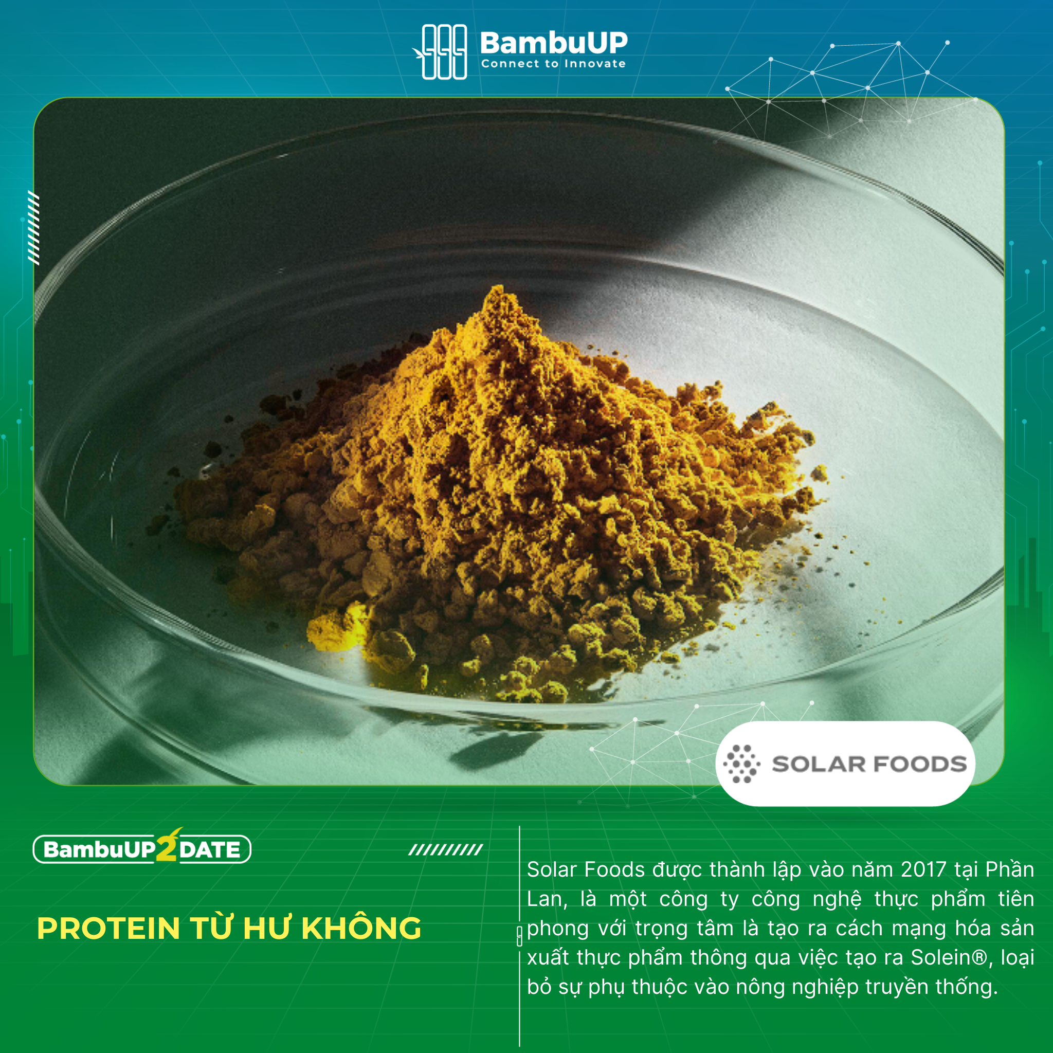 Solar Foods - Tạo protein từ khí CO2 và vi sinh vật